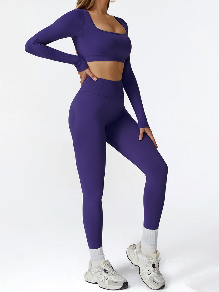 Seamless Hollow Back Long Sleeve Top