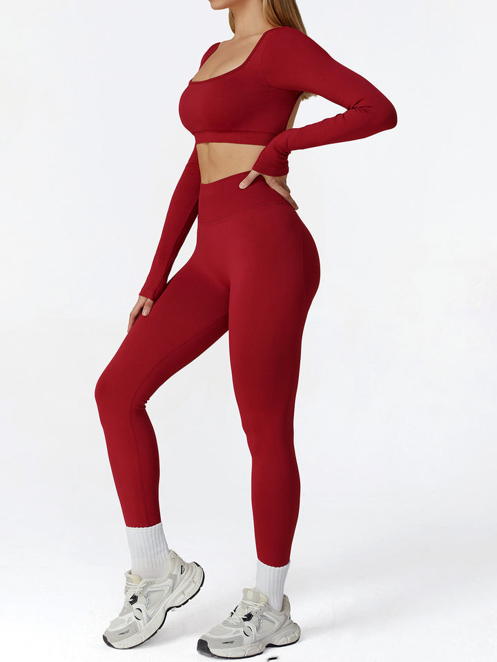 Seamless Hollow Back Long Sleeve Top