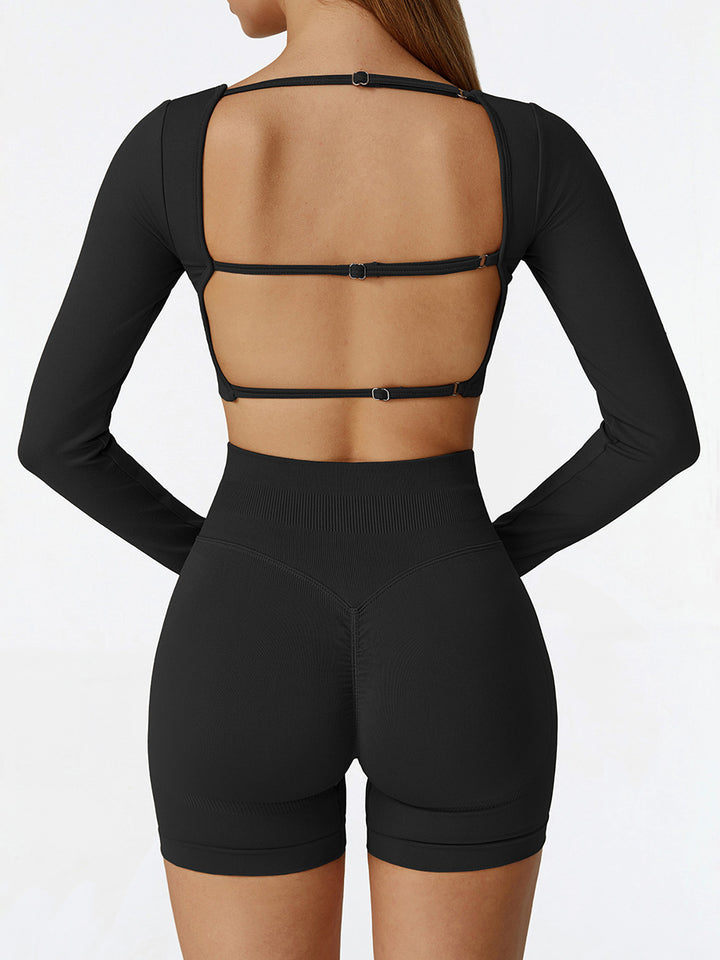 Seamless Hollow Back Long Sleeve Top
