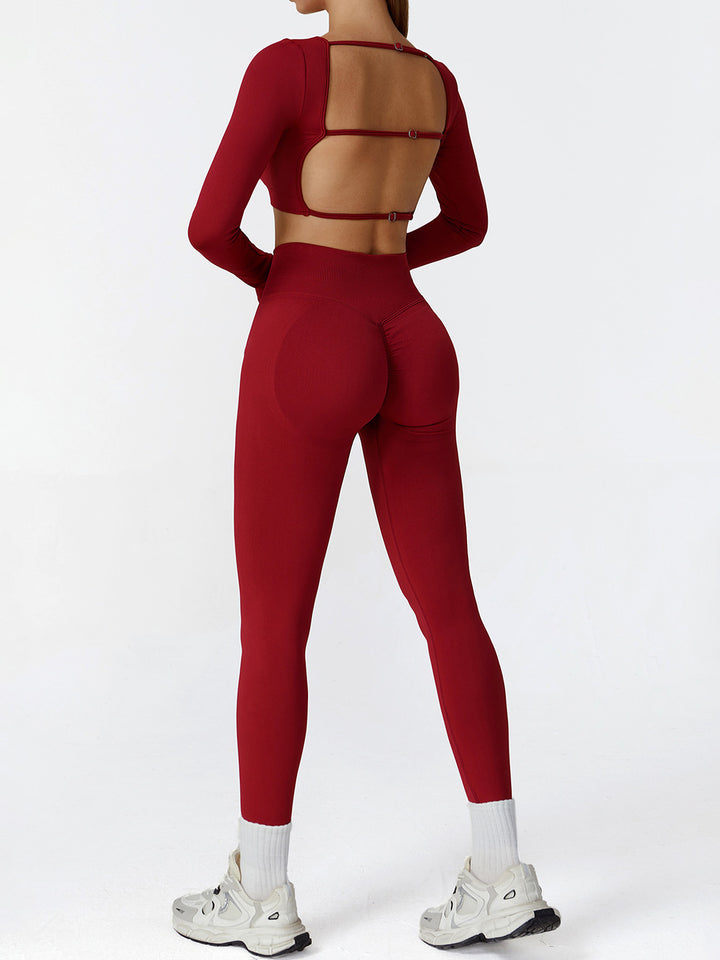 Seamless Hollow Back Long Sleeve Top