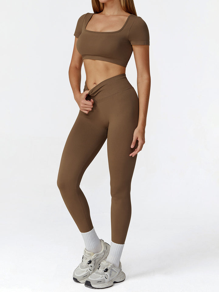 Seamless Pleated Hip Sports Leggings