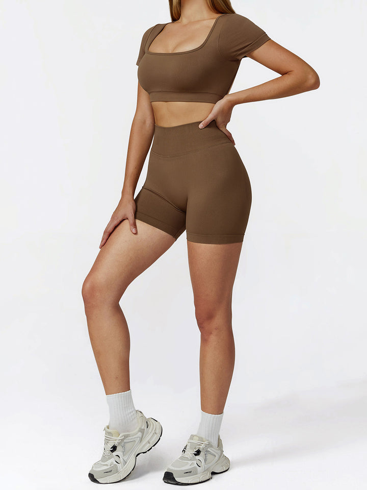 Seamless Pleated Hip Sports Shorts