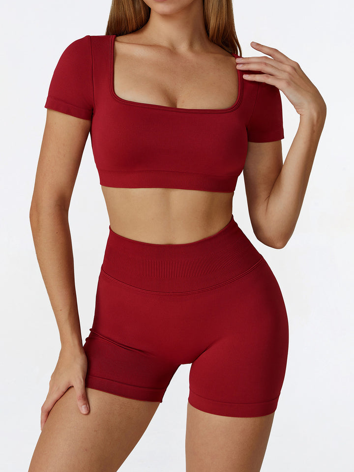 Seamless Pleated Hip Sports Shorts