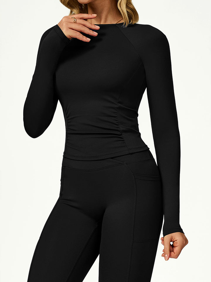 Small Round Neck Long Sleeve Top