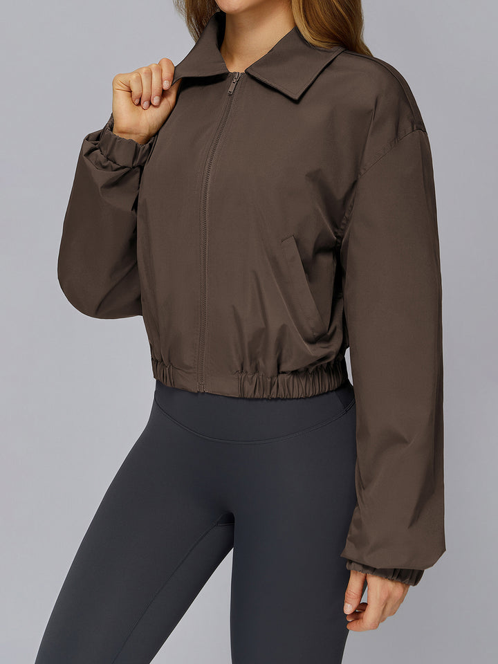 Stand Collar Full-Zip Terry Sports Coat
