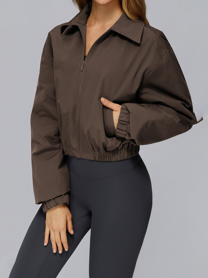 Stand Collar Full-Zip Terry Sports Coat