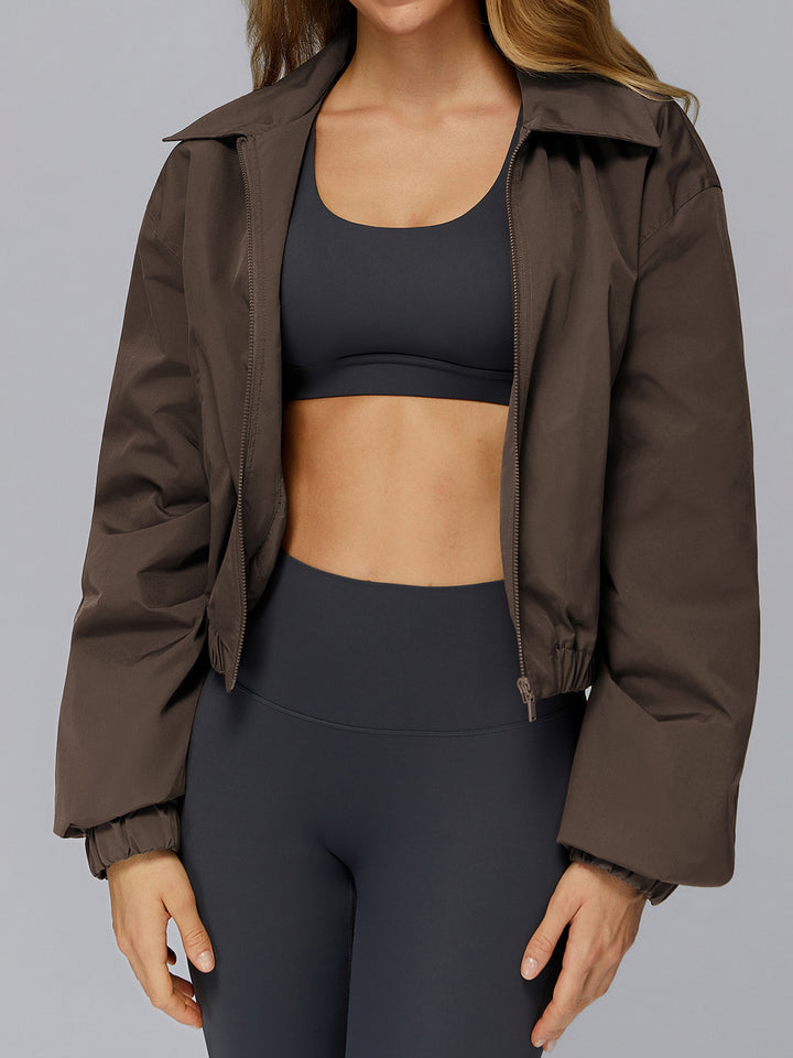 Stand Collar Full-Zip Terry Sports Coat