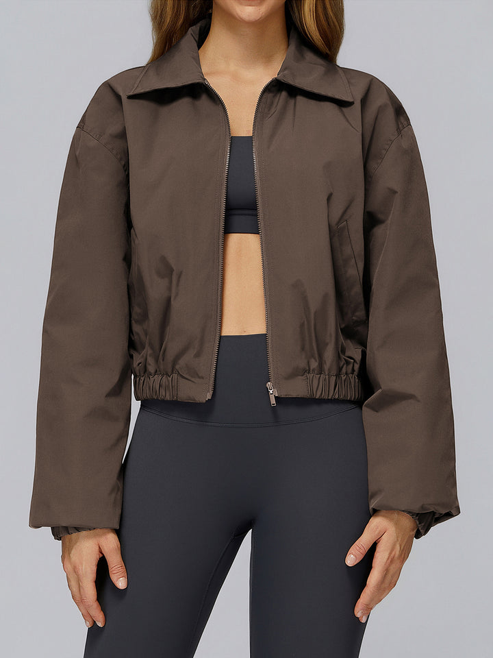 Stand Collar Full-Zip Terry Sports Coat