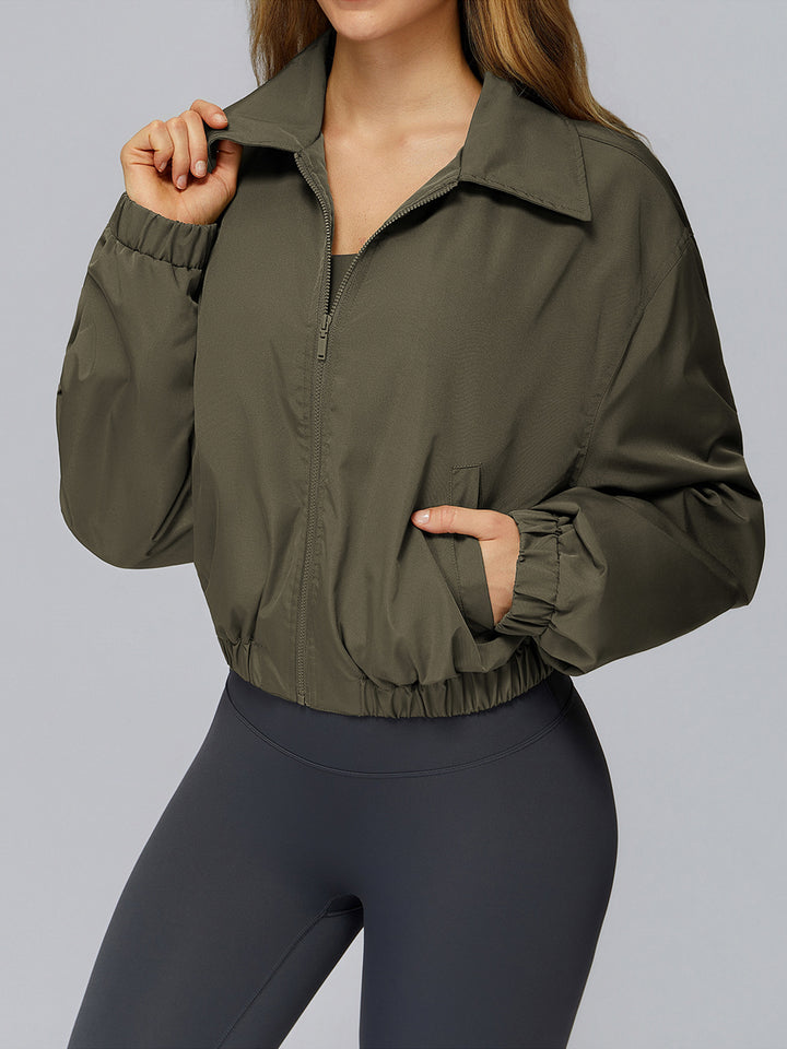 Stand Collar Full-Zip Terry Sports Coat