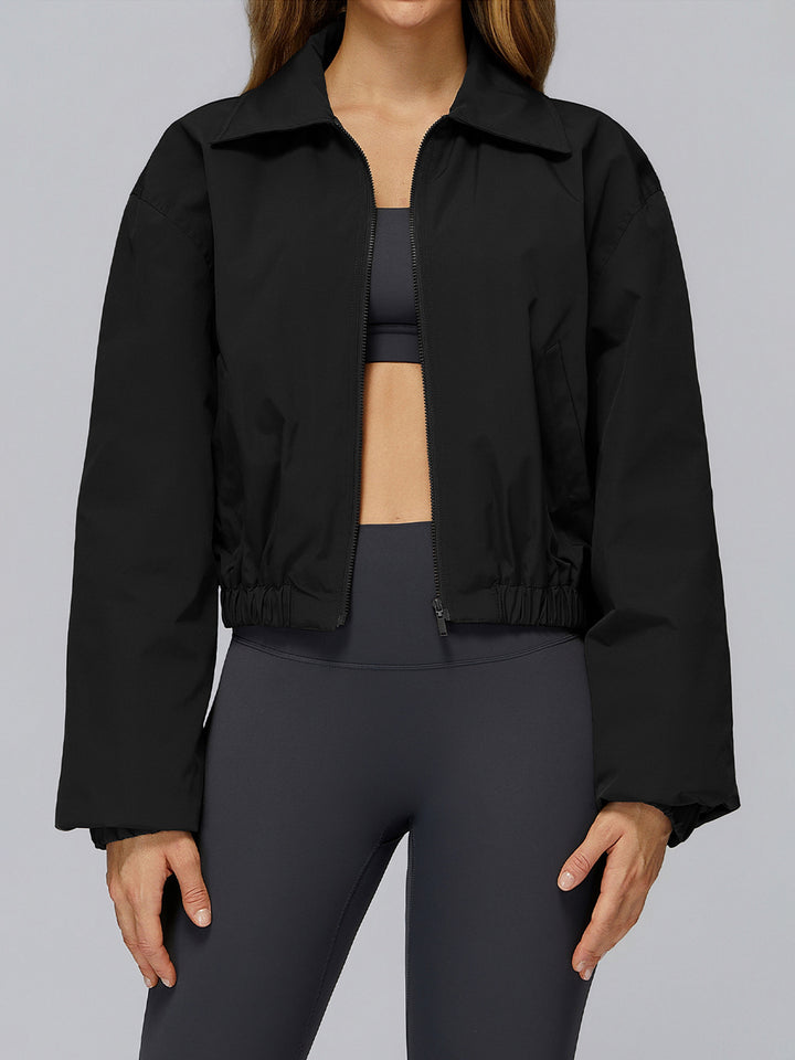 Stand Collar Full-Zip Terry Sports Coat
