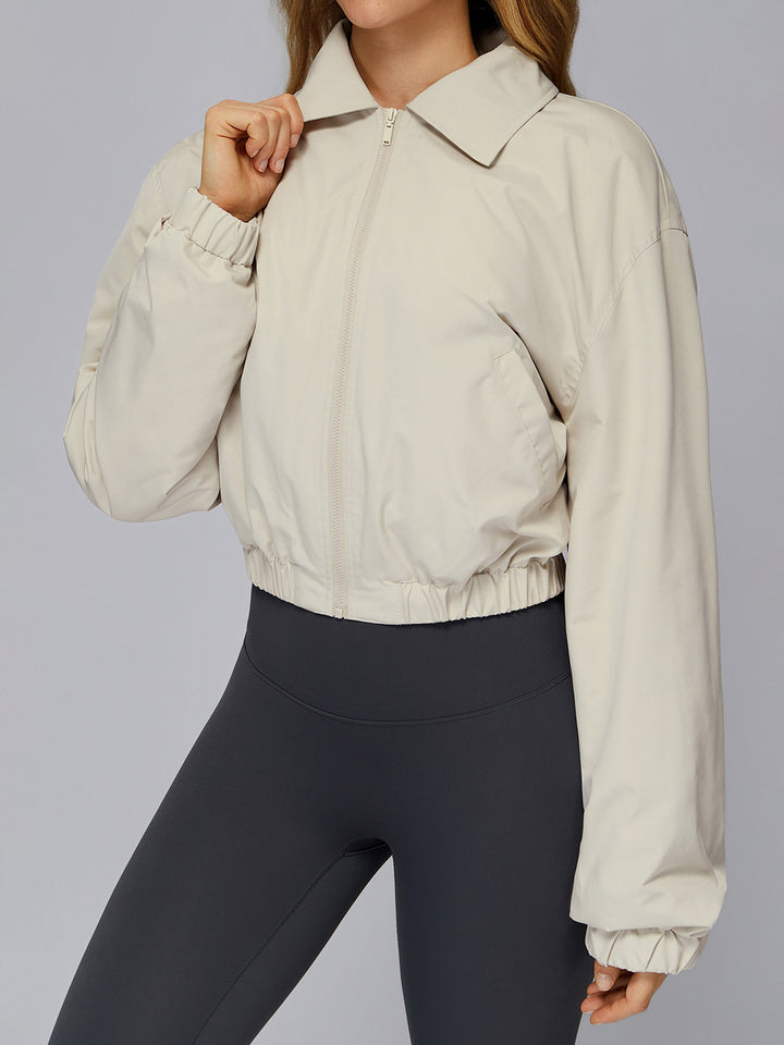 Stand Collar Full-Zip Terry Sports Coat