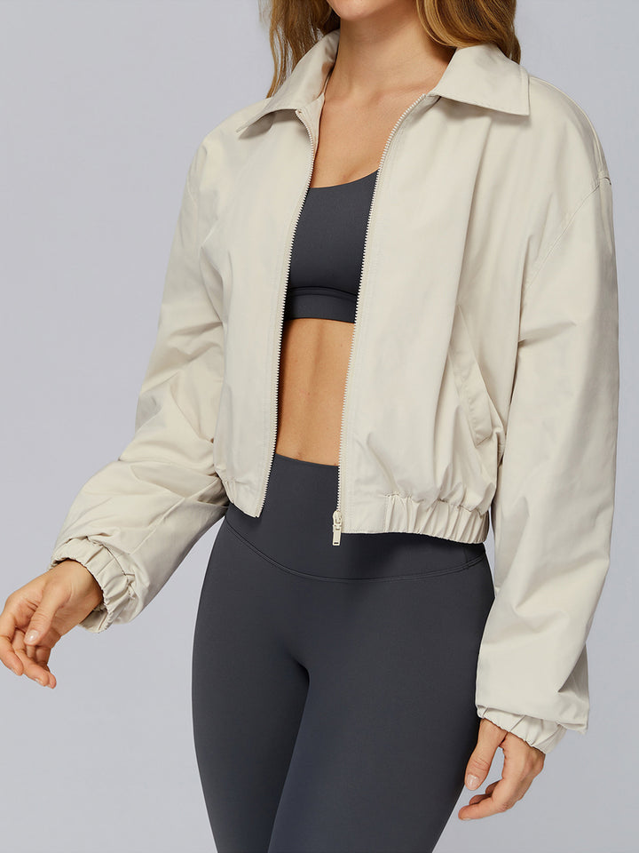 Stand Collar Full-Zip Terry Sports Coat
