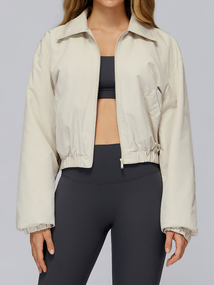 Stand Collar Full-Zip Terry Sports Coat