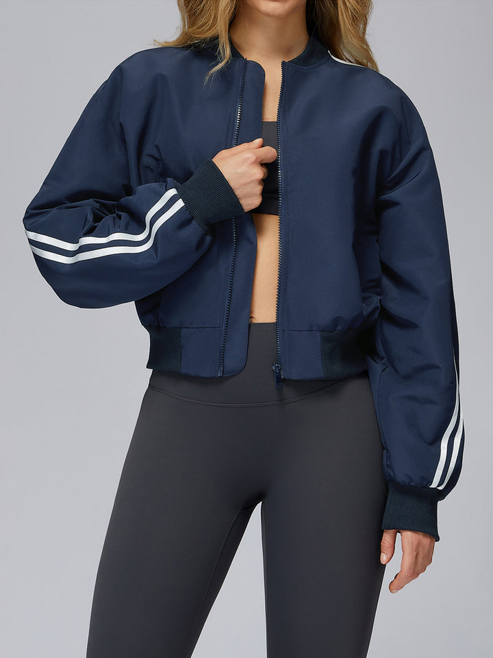 Stand Collar Full-Zip Windproof Jacket