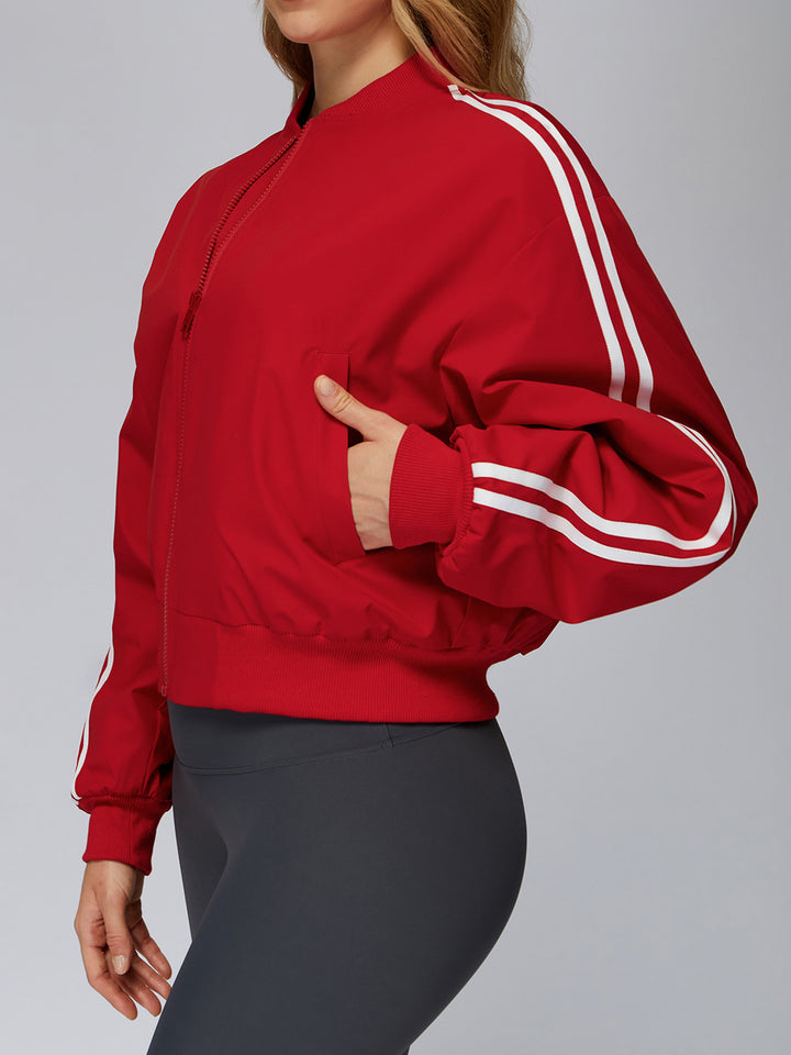 Stand Collar Full-Zip Windproof Jacket