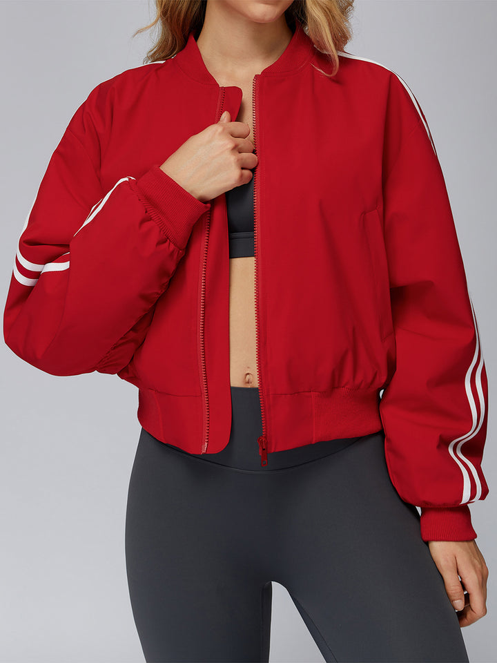 Stand Collar Full-Zip Windproof Jacket