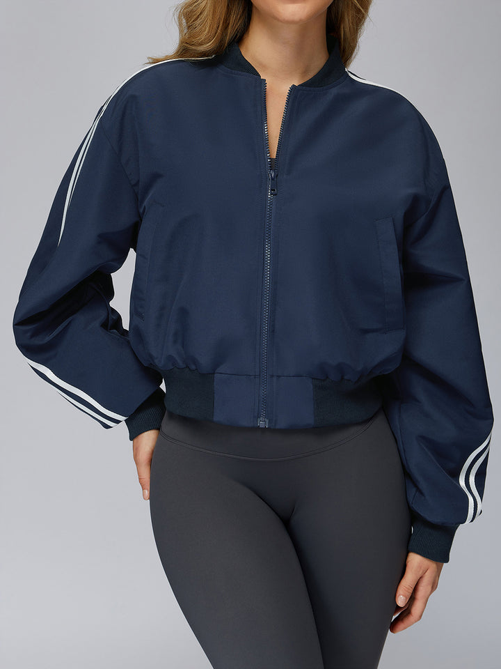 Stand Collar Full-Zip Windproof Jacket