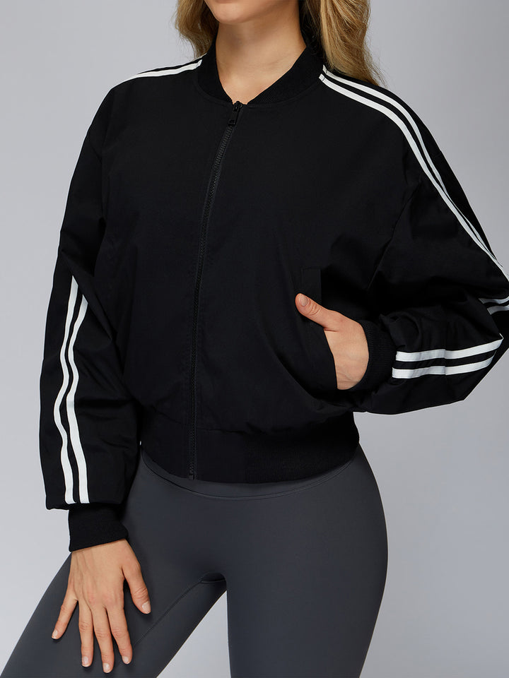 Stand Collar Full-Zip Windproof Jacket