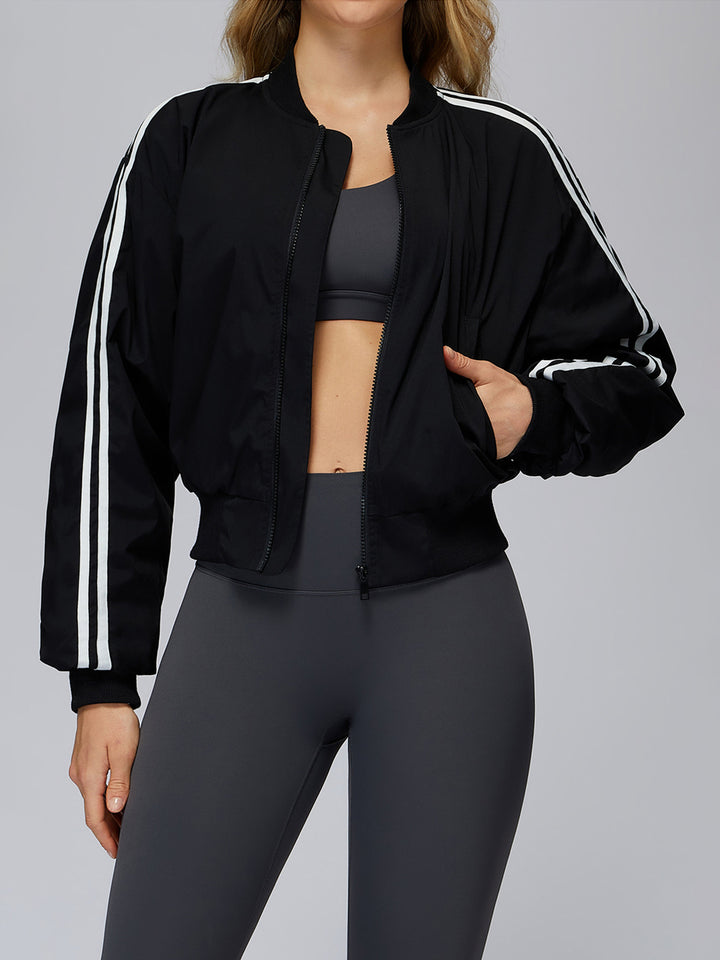 Stand Collar Full-Zip Windproof Jacket