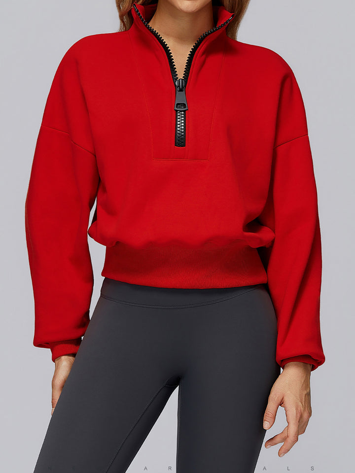 Stand Collar Half-Zip Polar Fleece Sports Coat