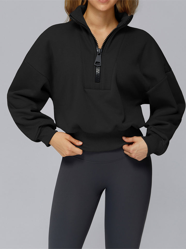 Stand Collar Half-Zip Polar Fleece Sports Coat