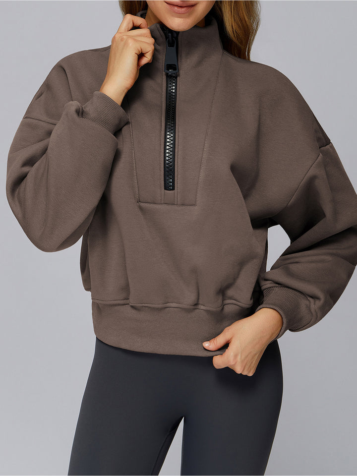 Stand Collar Half-Zip Polar Fleece Sports Coat