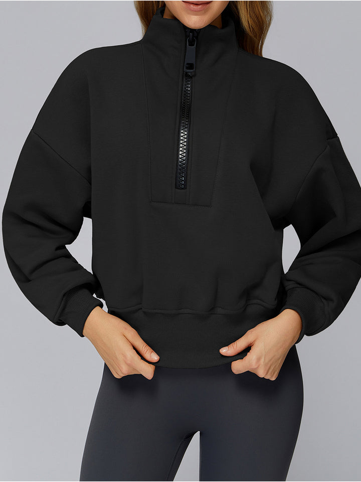 Stand Collar Half-Zip Polar Fleece Sports Coat