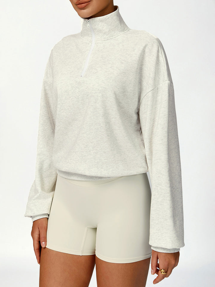 Terry Stand Collar Half-Zip Long Sleeve