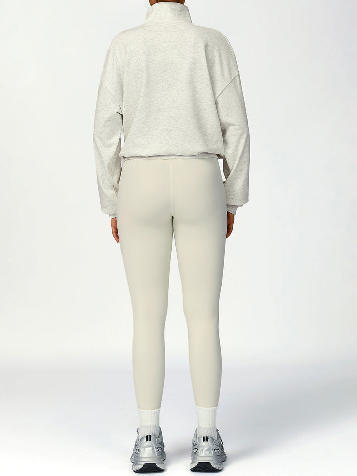 Terry Stand Collar Half-Zip Long Sleeve