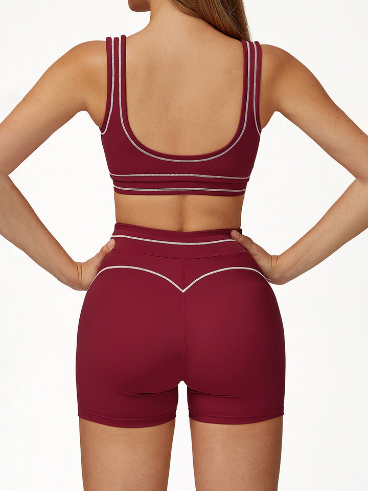 Turn-Over Waist Contrast Stitch Shorts