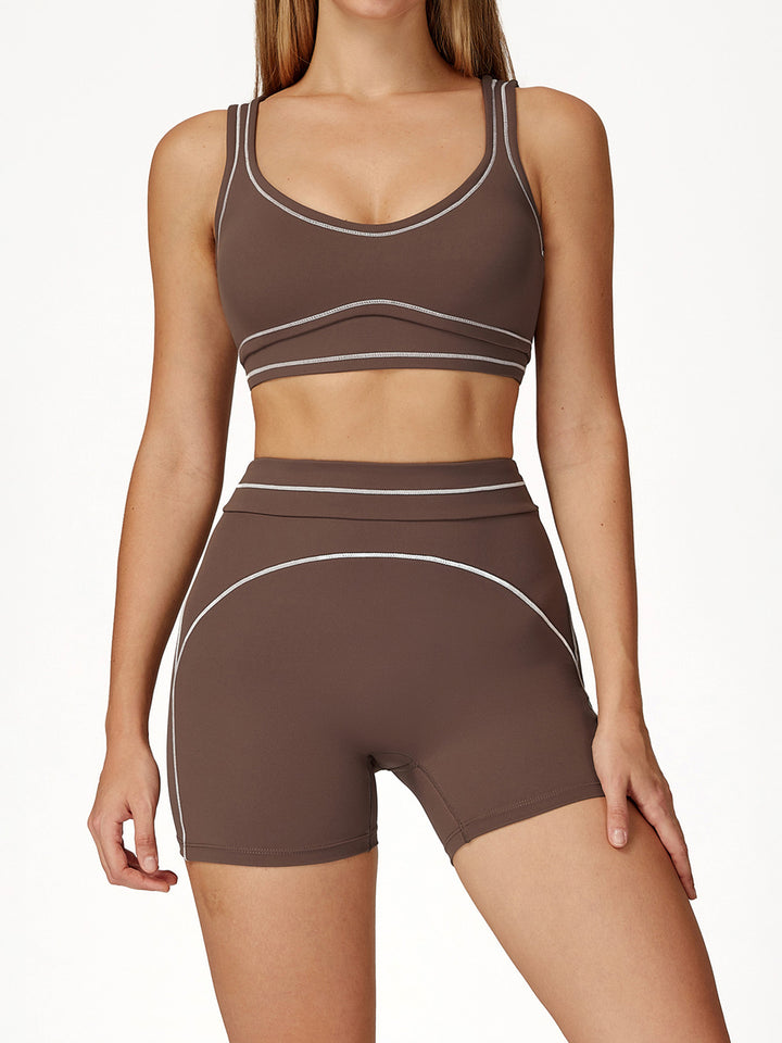 Turn-Over Waist Contrast Stitch Shorts