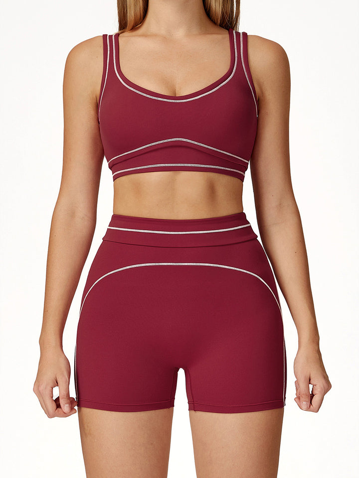 Turn-Over Waist Contrast Stitch Shorts