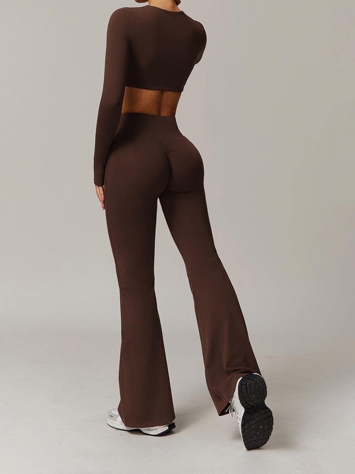 V-Neck Long Sleeve Mid-Length Sports Tops