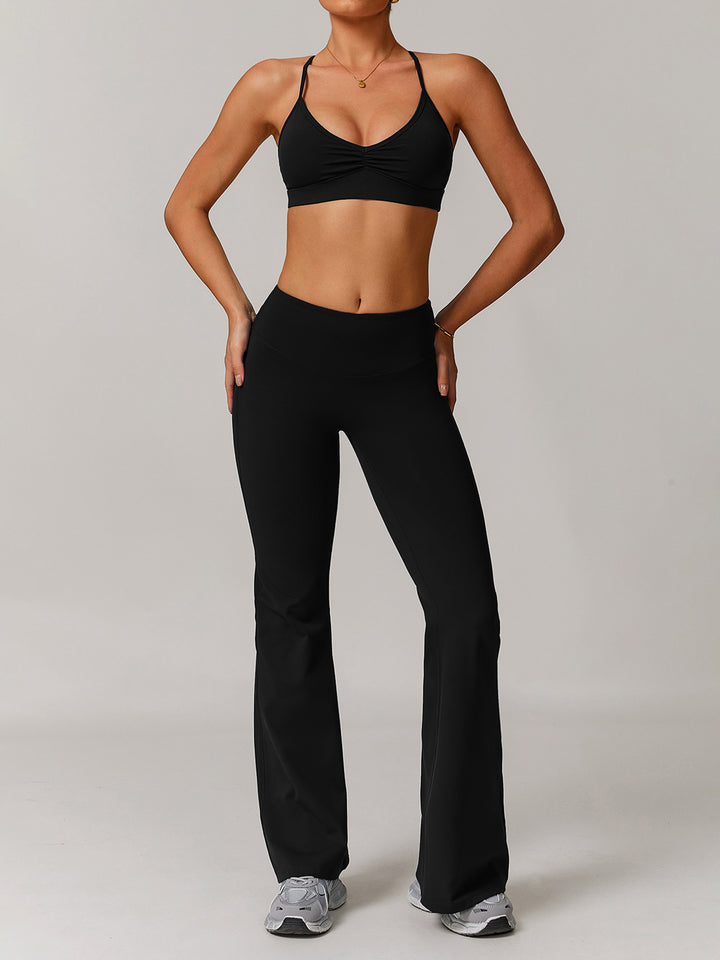 V-Neck Pleated Sports Bras