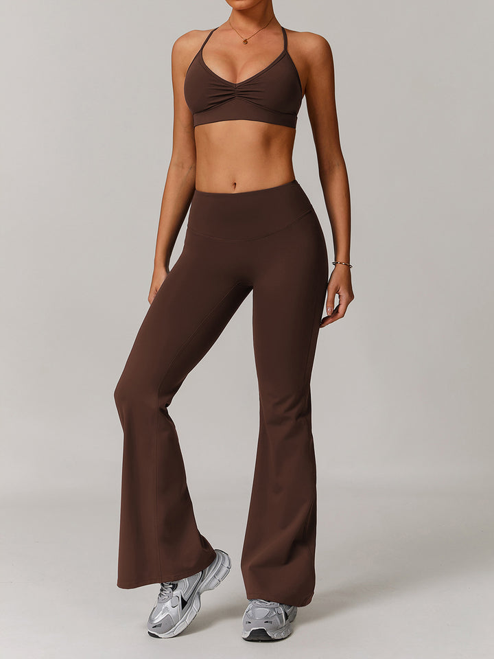 V-Neck Pleated Sports Bras