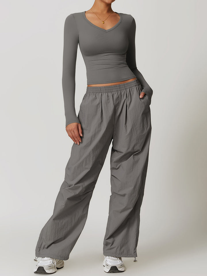 V-Neck Slim Fit Long Sleeve Top