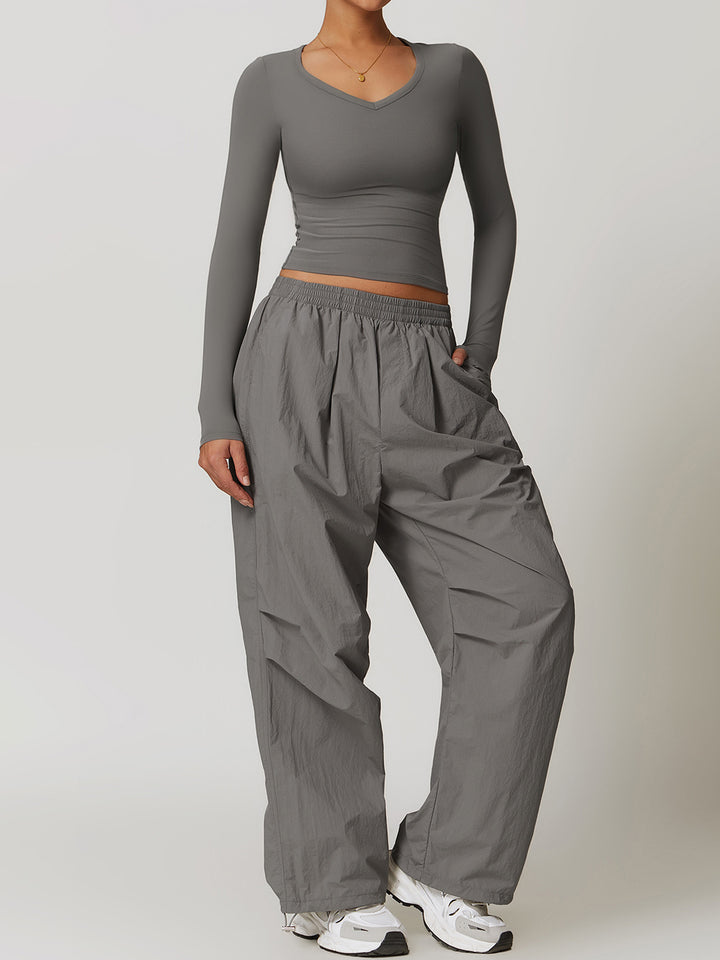 V-Neck Slim Fit Long Sleeve Top