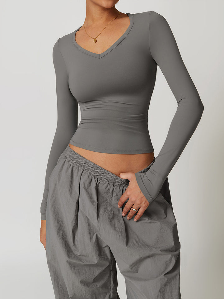 V-Neck Slim Fit Long Sleeve Top