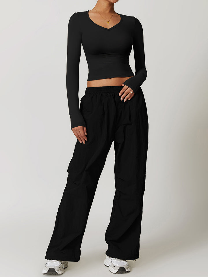 V-Neck Slim Fit Long Sleeve Top