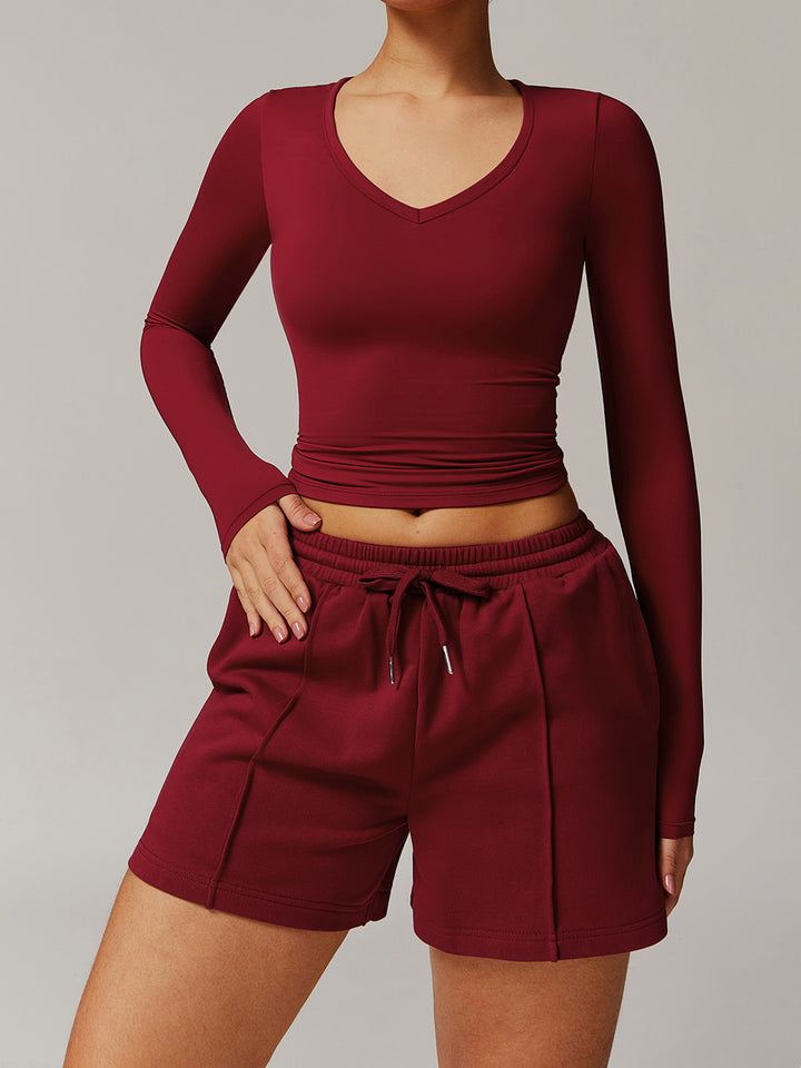 V-Neck Slim Fit Long Sleeve Top