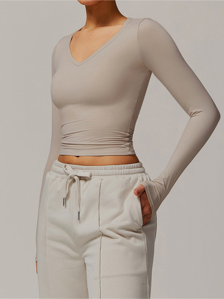 V-Neck Slim Fit Long Sleeve Top