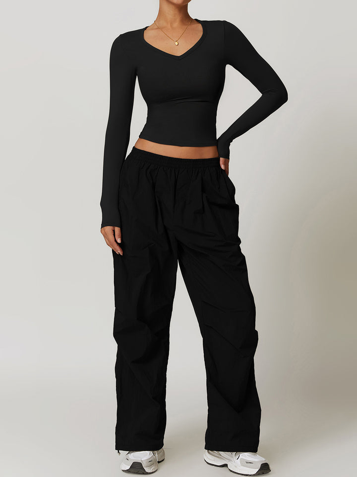 V-Neck Slim Fit Long Sleeve Top