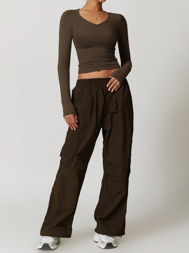 V-Neck Slim Fit Long Sleeve Top