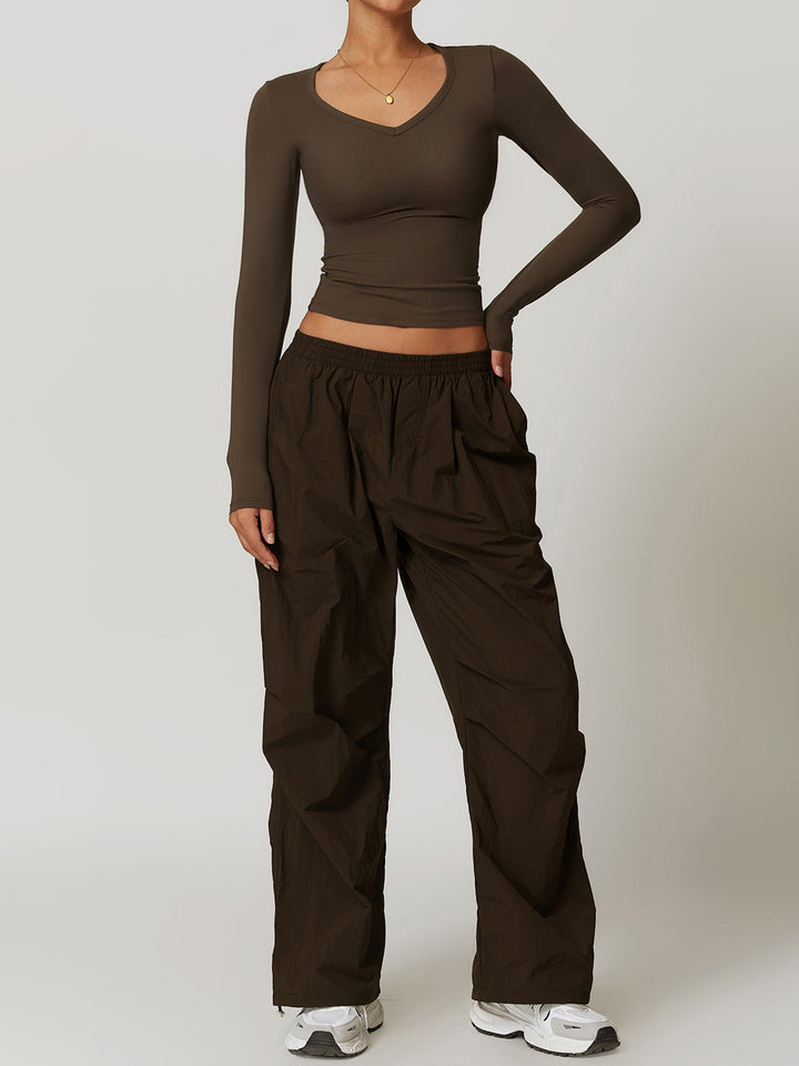 V-Neck Slim Fit Long Sleeve Top