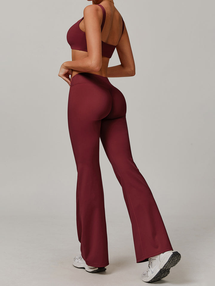 V-Waist Flared Workout Sports Bottoms