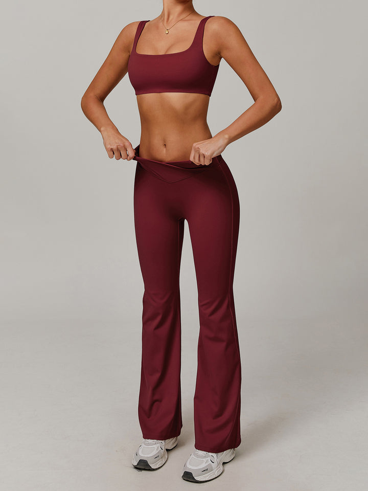 V-Waist Flared Workout Sports Bottoms